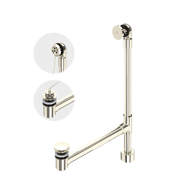 Freestanding Bathtub Drain Kit for Above-Floor Installation Box, Polished Nickel