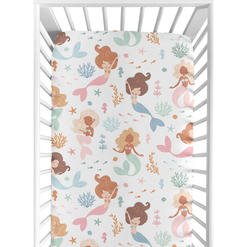 Drap-housse pour lit de bébé rose et bleu sirène par Sweet Jojo Designs