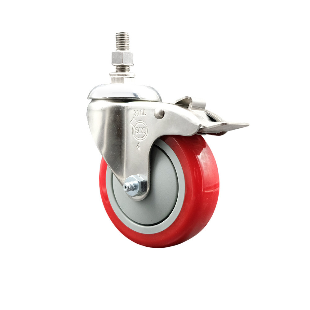 Service Caster 316SS Polyurethane Swivel Stem Caster Total Lock Brake ...