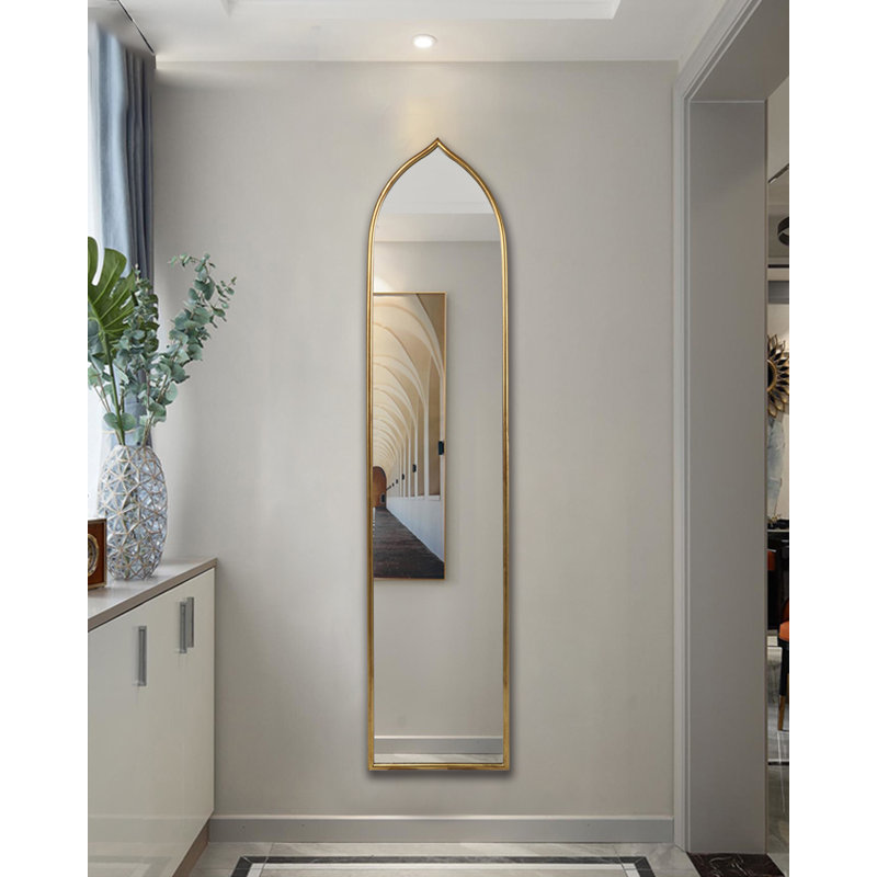 Gold Arch Full Length Mirror, 16"x71", Wall Mount, Home Mirror