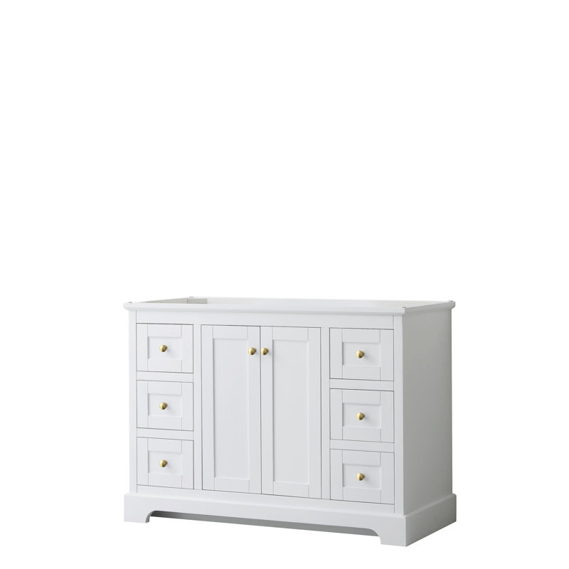 Base de meuble-lavabo simple 47 po Avery seulement, Blanc/doré