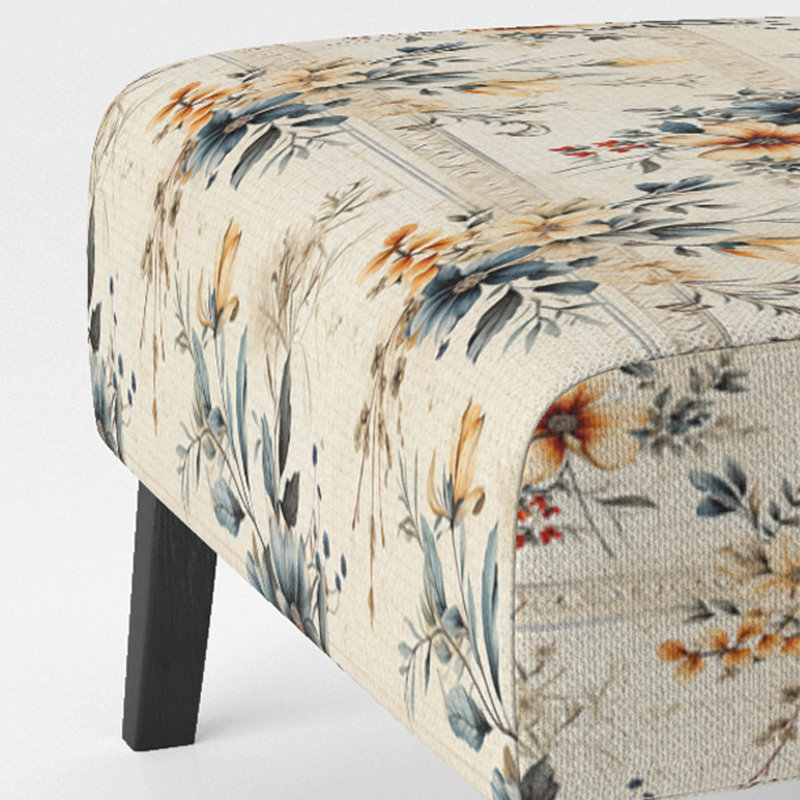 Fauteuil de chambre Vintage Neutrals Mosaic Flowers III - Chaise rembourrée bohémienne