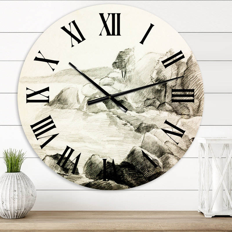 Horloge murale nautique et côtière monochrome Lake Shore, Petit