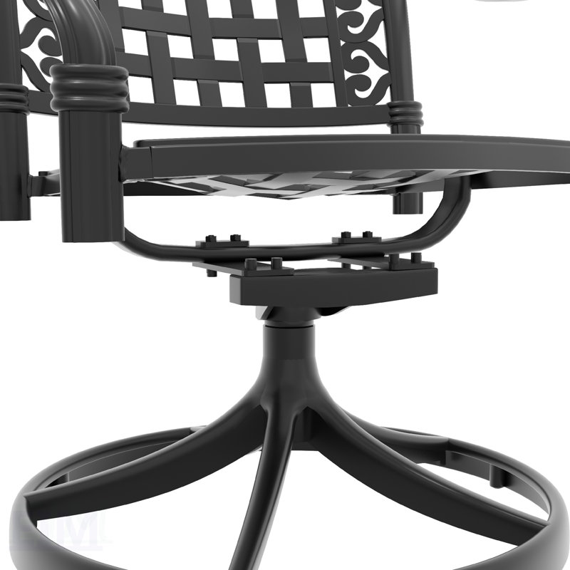 Ensemble de salle à manger 3 pièces en aluminium coulé résistant aux intempéries avec chaises pivotantes et table ronde, élégant et durable pour l'extérieur