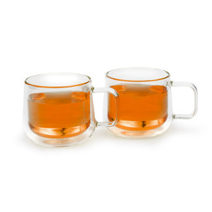 Bredemeijer Double Wall Glass Mug For Coffee or Tea Merano Design Small 290ml With Handle Set of 2 (Set of 2)