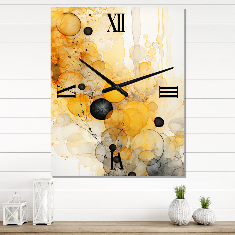 Hardedge Fractal Symphony I - Abstract Wall Clock Oversized, 32" H x 16" W x 1" D
