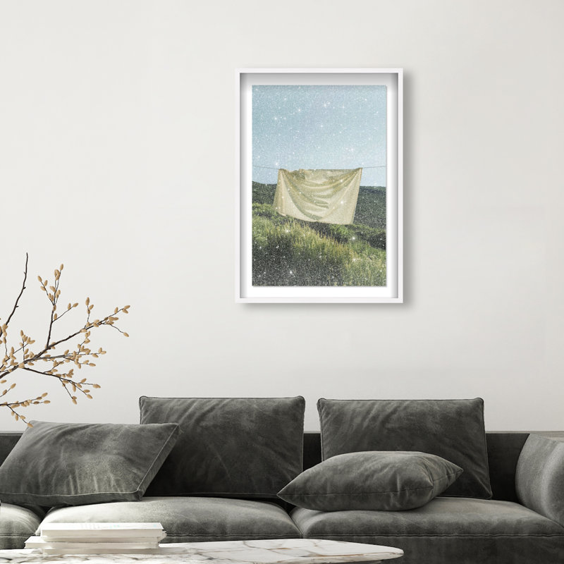 Floating Cotton I Shadowbox Bath & Laundry Print by Oliver Gal, Black Frame, 10 x 15, 46.5"H x 31.5"W, White Shadowbox