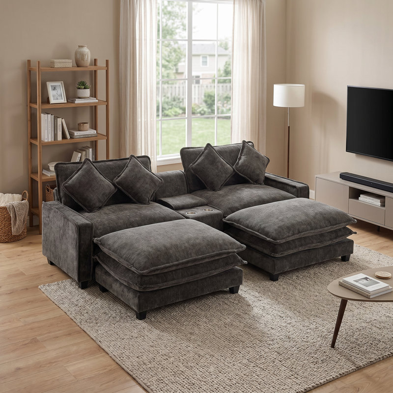 Canapé modulaire rembourré en U 111 po Chenille