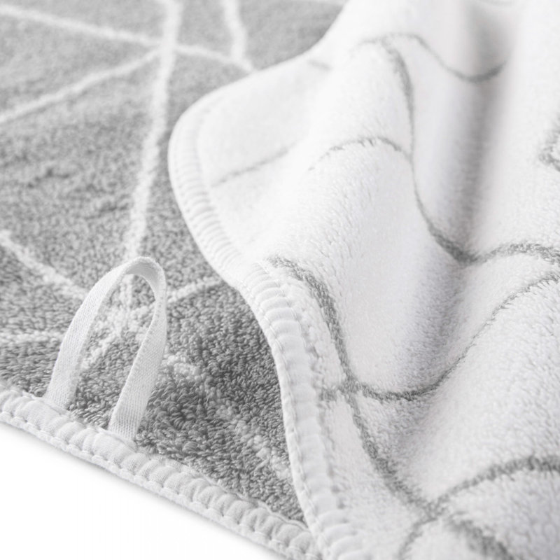 Amalia 100% Cotton Towel, Hand Towel, White/Silver