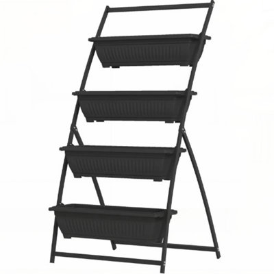 Elevated Tiered Planter for Up to Four Plants, Ergonomic Design and Self-Draining for Indoor or Outdoor Use