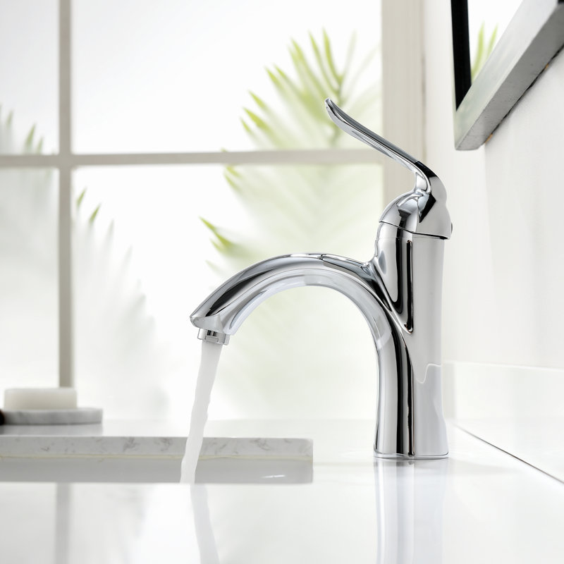 Robinet pour salle de bain à poignée simple avec drain, Chrome