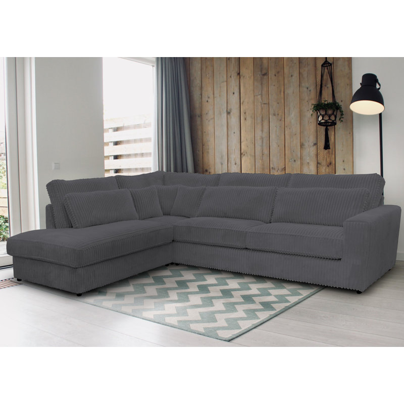 Aazim 4 Seater Corner Sofa , Left facing, Gunmetal