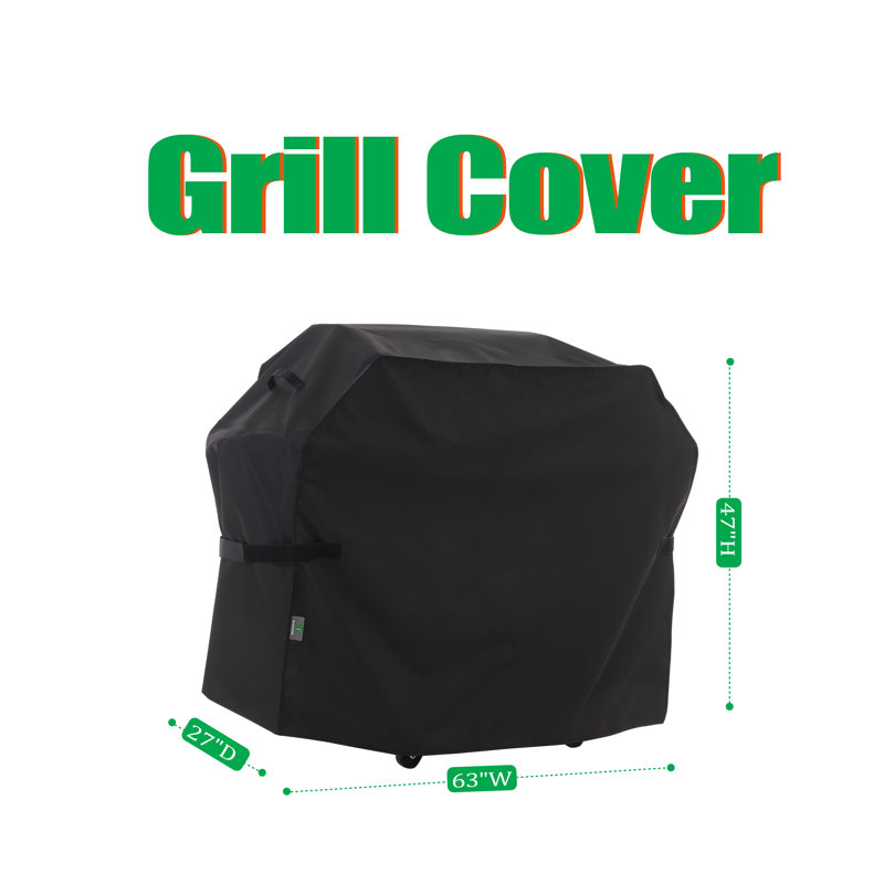 Premium Black Waterproof Outdoor Grill Cover with Strap Closure