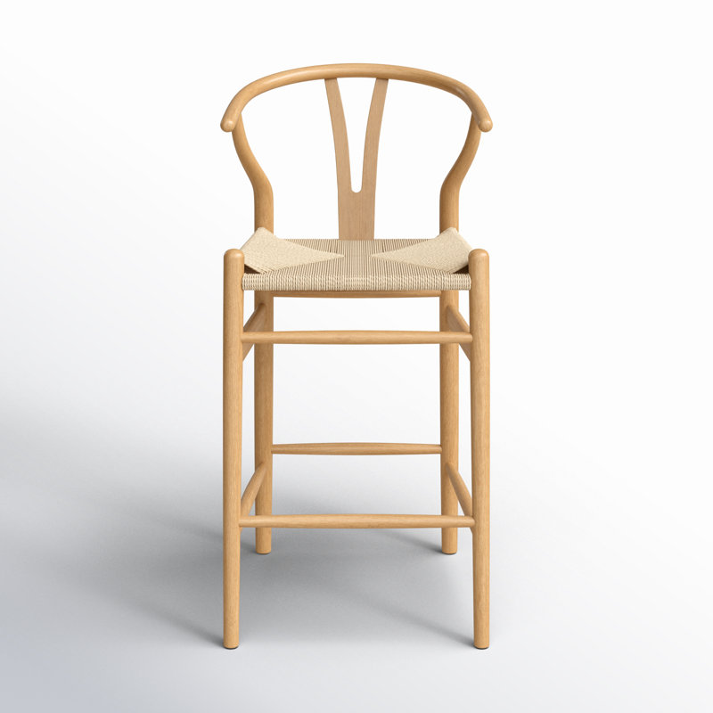 Margo 26.7" Counter Stool with Solid Wood Frame, Beige/Natural
