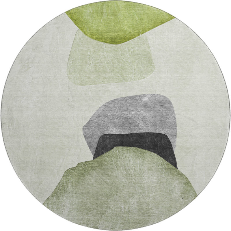 Tapis vert Cerrito Amf547 lavable à la machine de qualité supérieure, Rond 8 pi