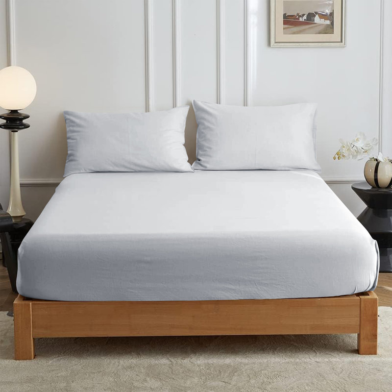 Leila Microfiber 25cm Deep Pocket Fitted Bed Sheet, Silver, Double (4'6)