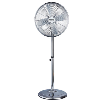 Tower Metal Pedestal Fan with 3 Speeds, Automatic Oscillation, 16, 50W