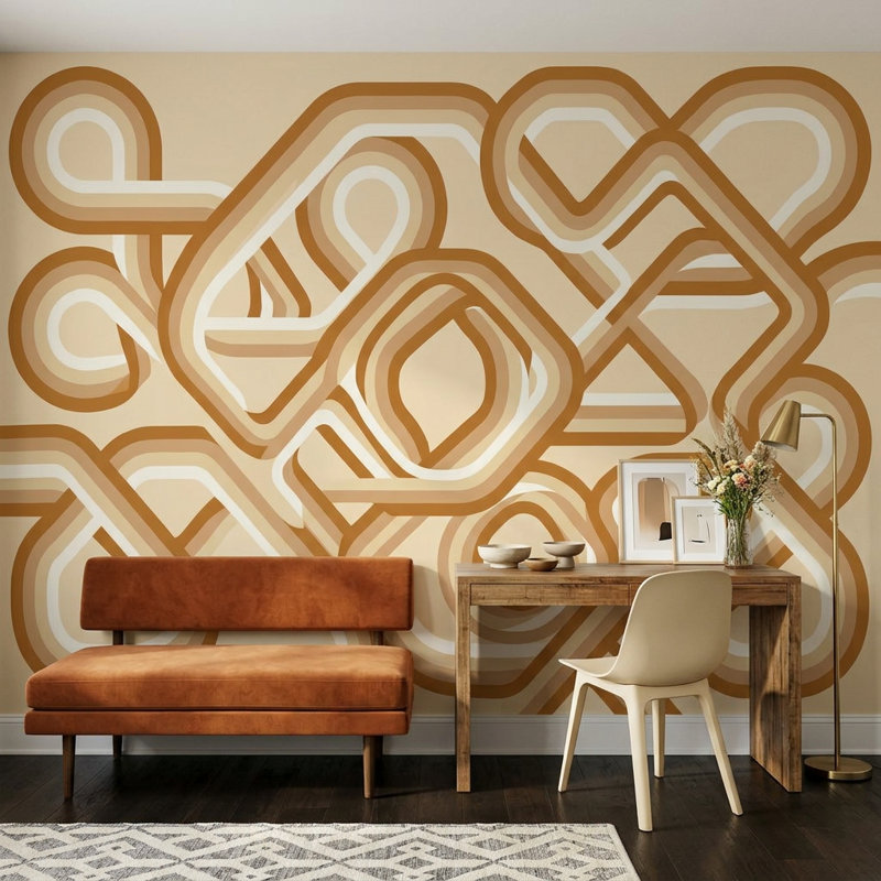 Décoration murale amovible rétro Mid-Century, 100 po x 96 po, Non tissé