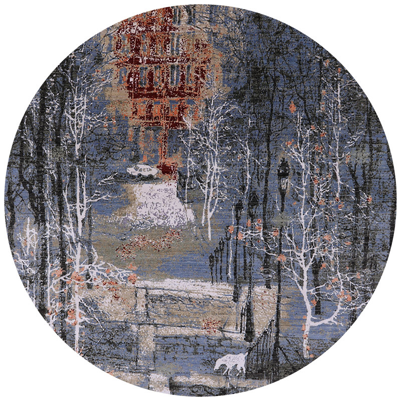 Tapis bleu / rouge / noir Bradenville, Rond 7 pi
