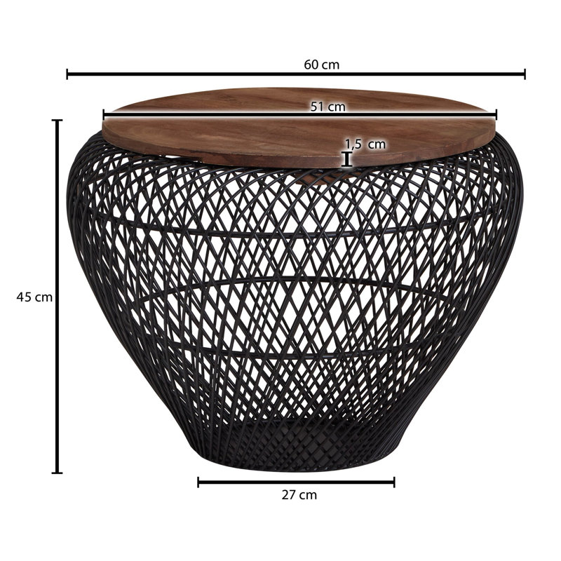 Borough Wharf Coffee Table Modern design coffee table Side table with wire basket in the living room, Black