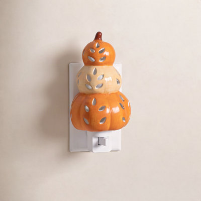 Harvest Blossom Stacked Pumpkins Ceramic Nightlight