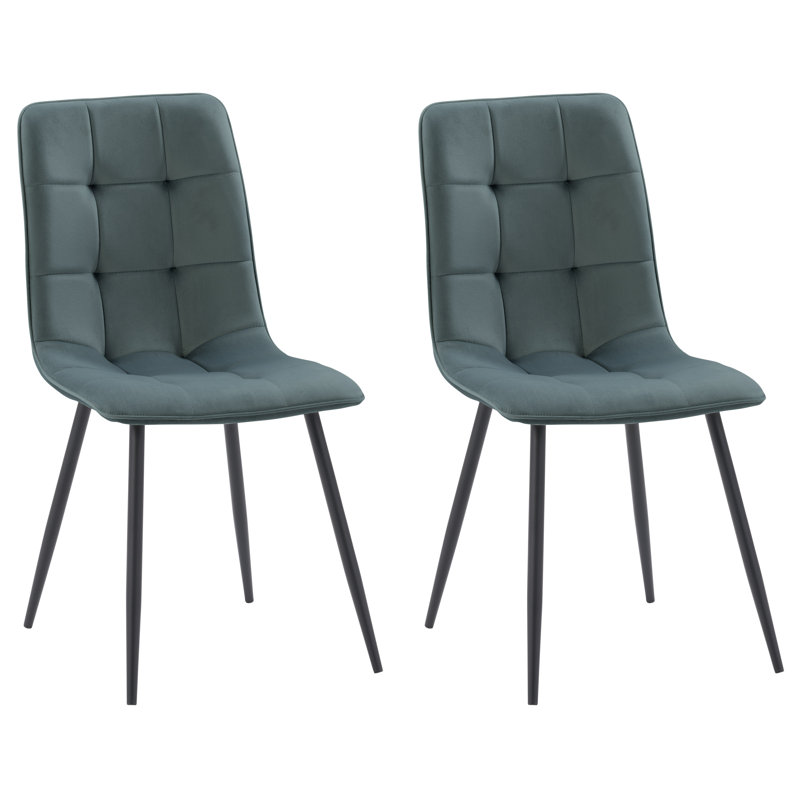 Chaise d'appoint en velours capitonné Steller, Bleu marine