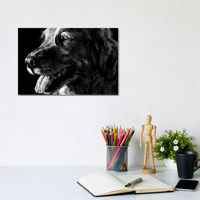 Canine Scratchboard XIV by Julie T. Chapman - Wrapped Canvas Print, 20.32 cm H x 30.48 cm W