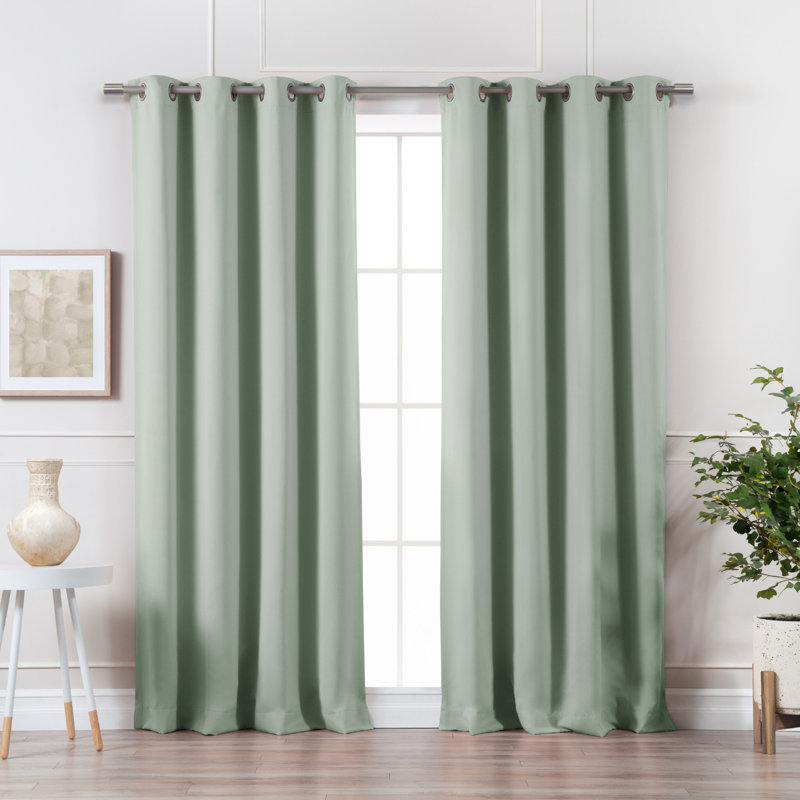 Schaeffer Solid Blackout Thermal Grommet Curtain Panels, 52" W x 96" L, Seagreen