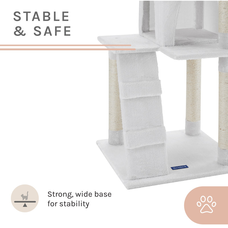 Sam's 50" White Faux Fur Cat Tree with Perches and Scratching Posts
