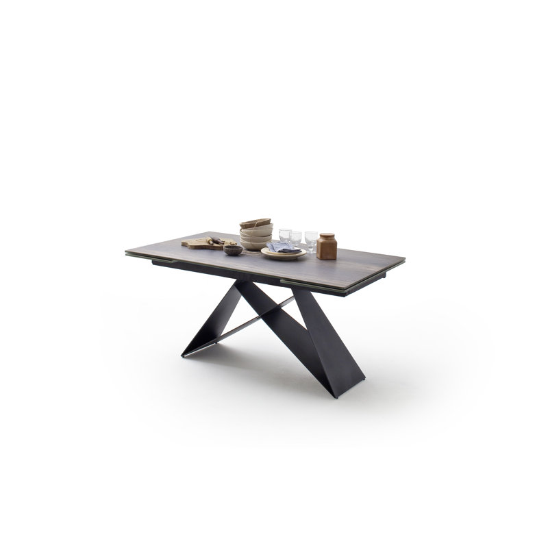 Reed Metal Base Dining Table, Holzoptik Barrique