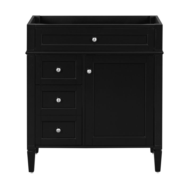 Meuble-lavabo de salle de bain de 30 po sans lavabo supérieur de style moderne, 2 tiroirs et tiroir basculant, rangement divers avec rangement pour porte d'armoire, glissières de tiroir en métal lisse et bois massif pour