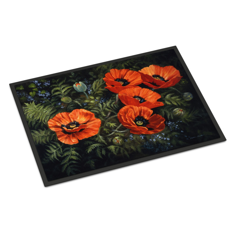 Tapis d'extérieur antidérapant Wanakah Poppies, Rectangle 2 pi x 3 pi