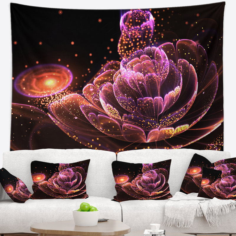 Tapisserie d'art mauve floral, H 50 po x l 60 po