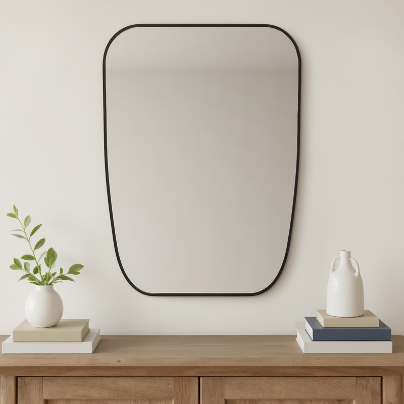 Sirona Metal Asymmetrical Wall Mirror, Black