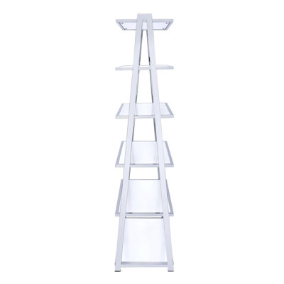 Bibliothèque blanche et chrome avec 6 tablettes