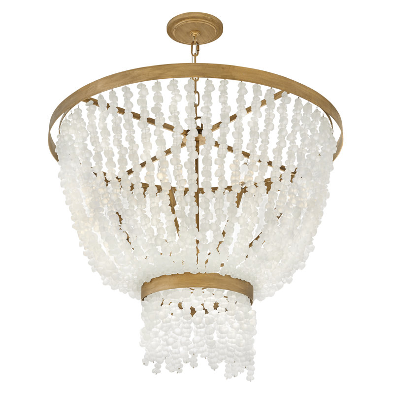 Dune Eight-Light Hand-Strung Sea Glass Single Tier Chandelier