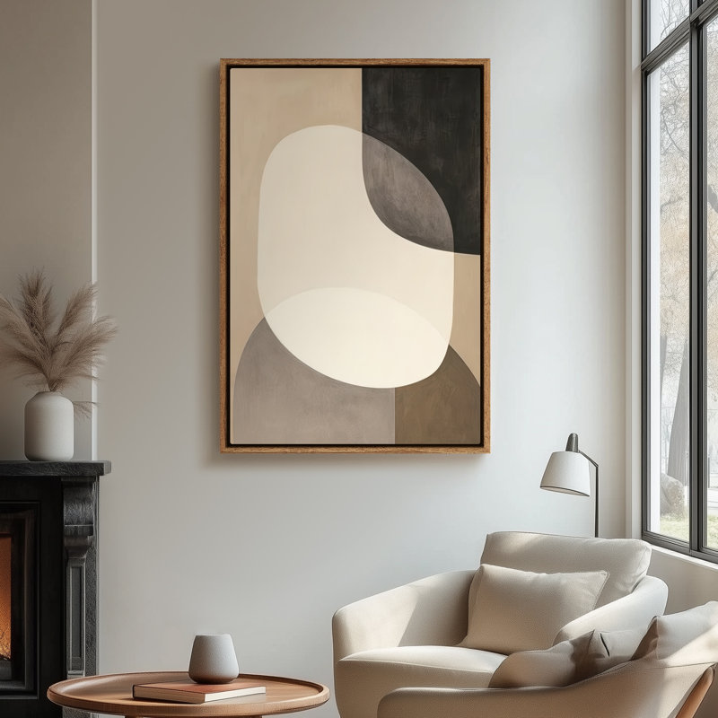 Framed Canvas Wall Art - Vintage Abstract Wall Prints for Bedroom - , Natural, 36" H x 24" W