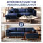  Canapé rembourré en similicuir de 95 po de style Mid-Century-1327077208
