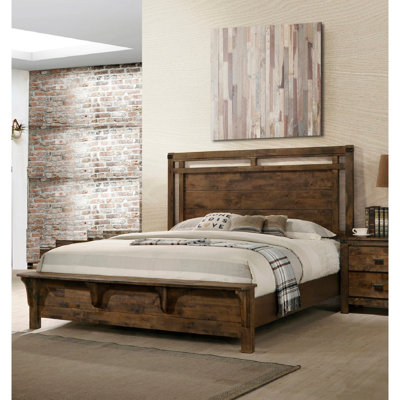 Industrial Farmhouse Bed with Multi-Functional Footboard
