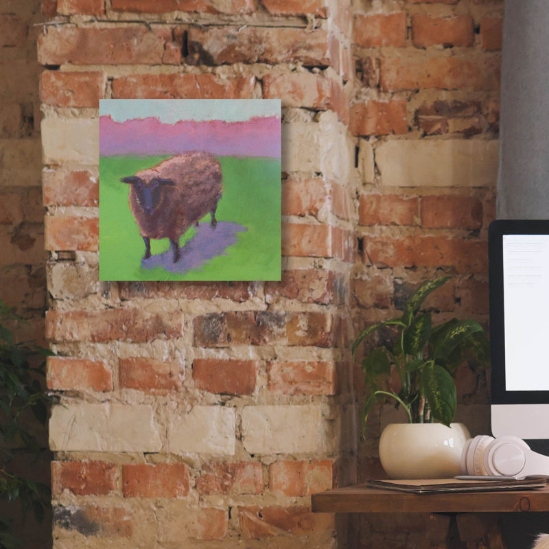  «Pasture Sheep» par Carol Young, art mural sur toile, 12 po x 12 po