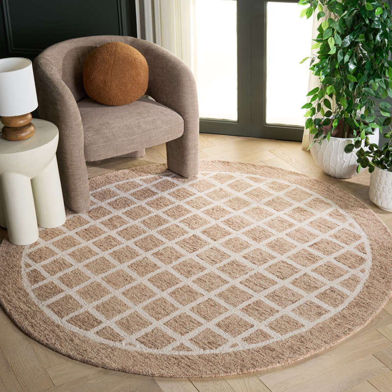 Tapis d'intérieur en laine touffeté à la main genre, Rond 6 pi 0 po x 6 pi 0 po