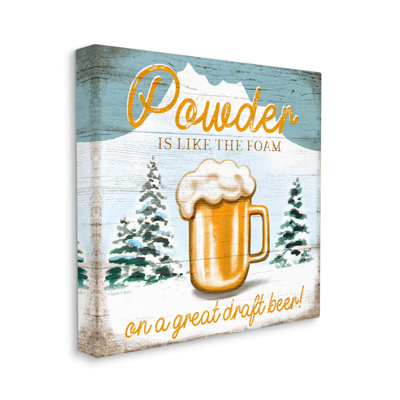 Stupell Industries " Powder Like Foam Phrase Winter Mountain Beer Glass " by Elizabeth Tyndall