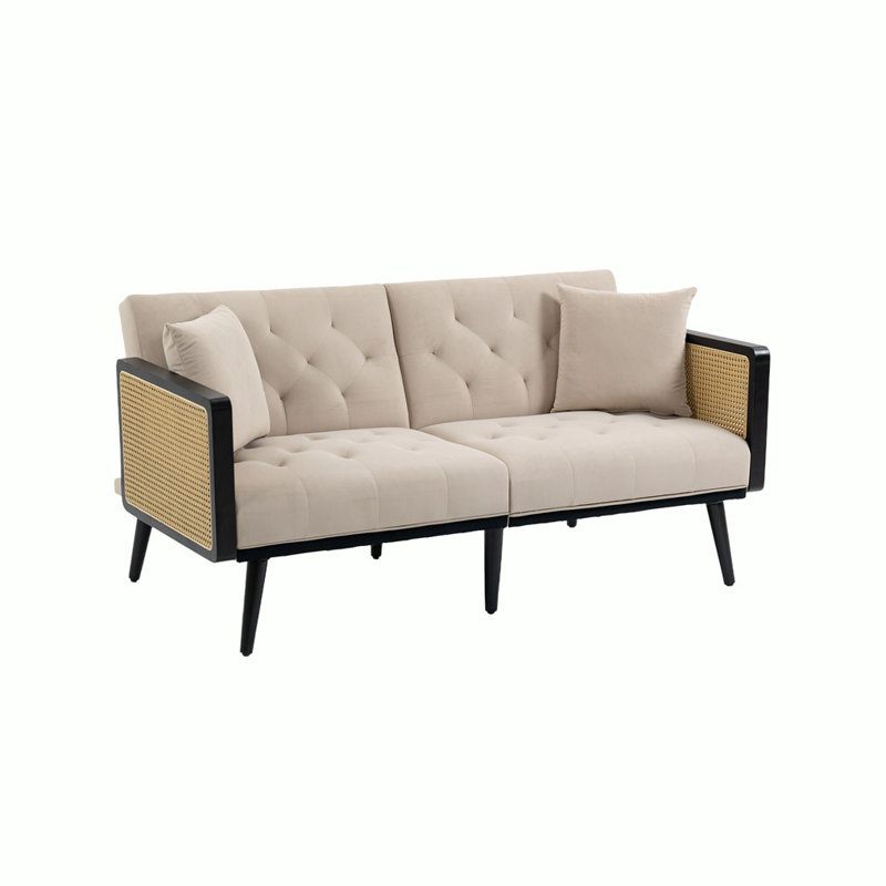 Causeuse rembourrée Arman, Velours beige