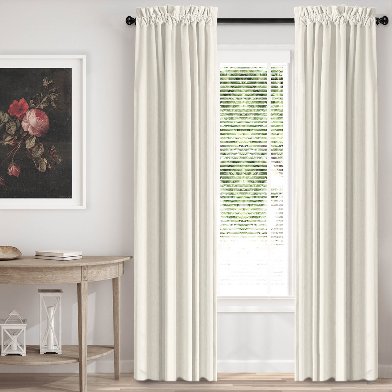 Velvet Room Darkening Curtain Pair, Ivory, 50" x 132" 
