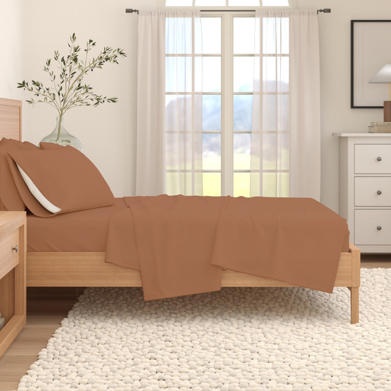Ensemble de draps 100% flanelle de coton turc, Grand lit, Adobe