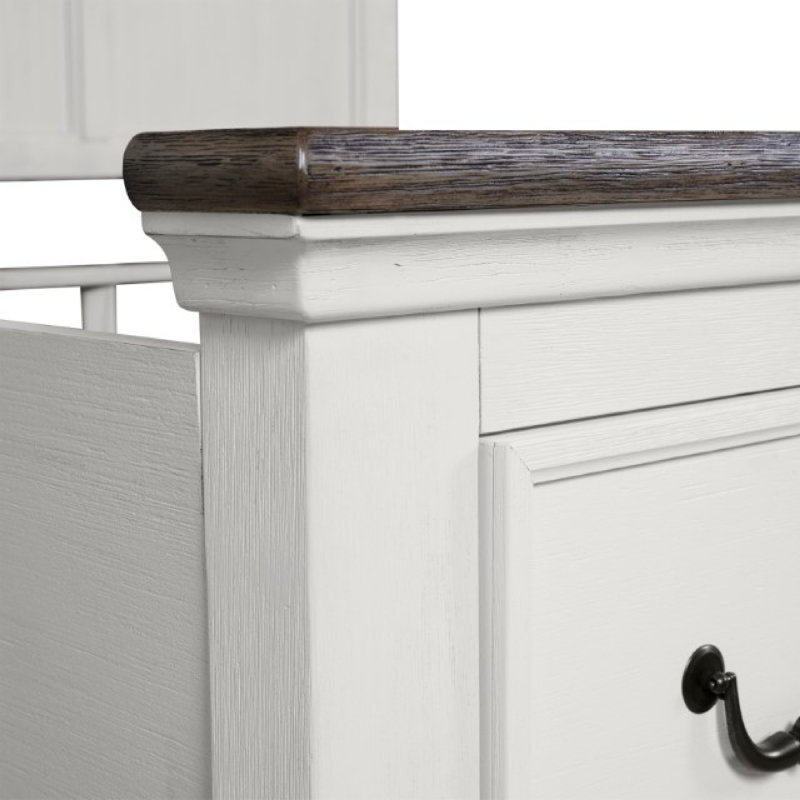 Hamps 5Pc Queen Bedroom Set With 2 Nightstands, White And Dark Brown
