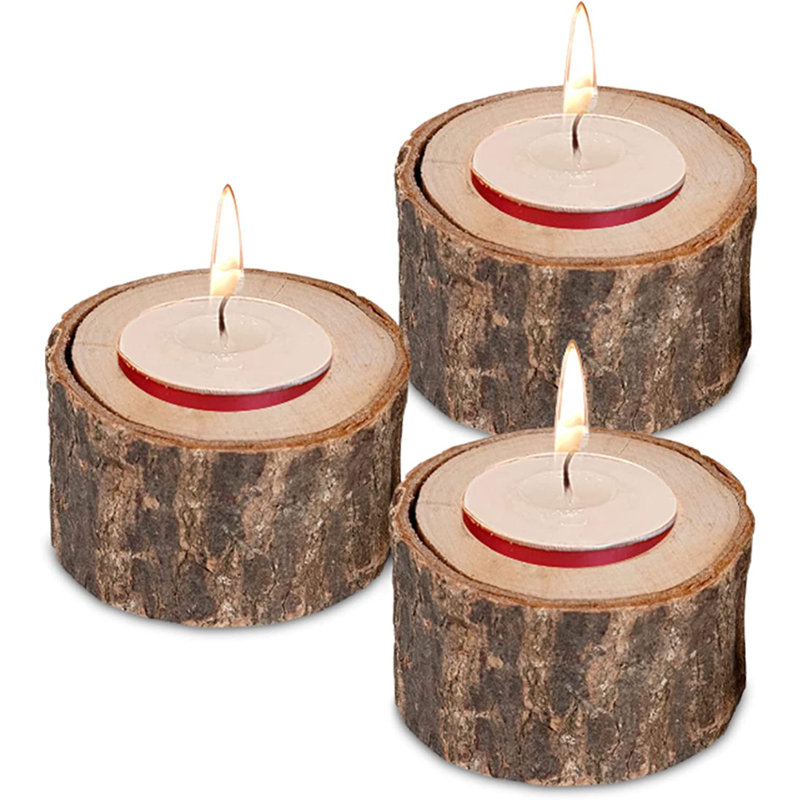 2'' H Wood Tabletop Tealight Holder, Medium, Yes