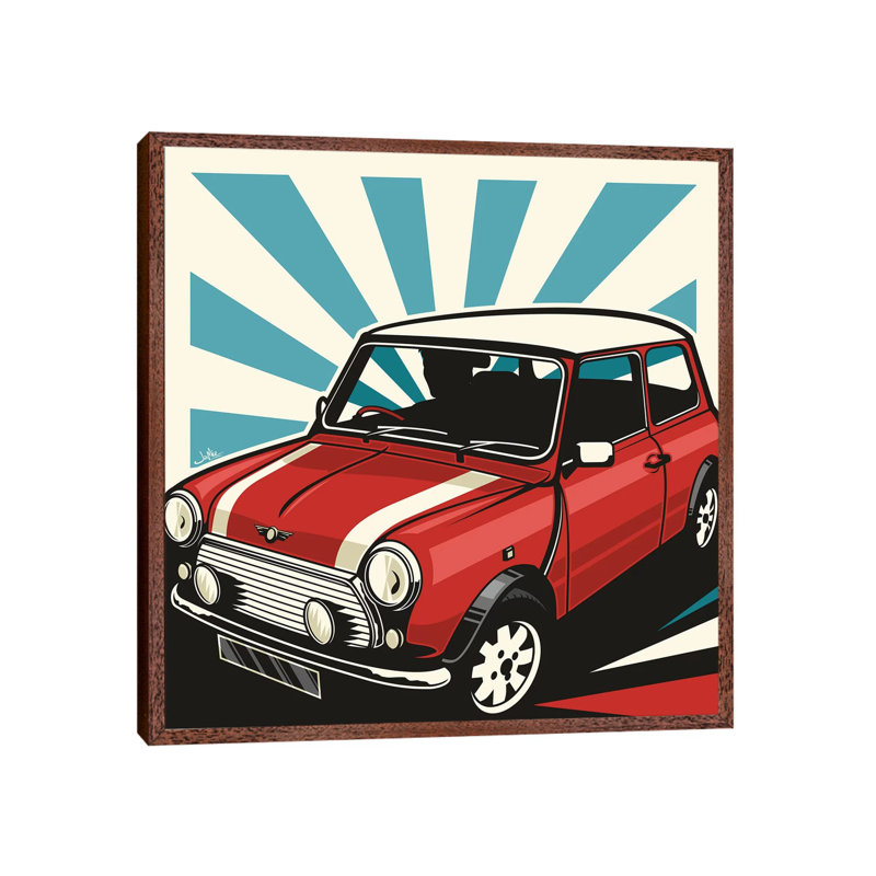 Mini Cooper III by James Lee - Print on Canvas, 93.98 cm H x 93.98 cm W, Classic Brown Wood Framed