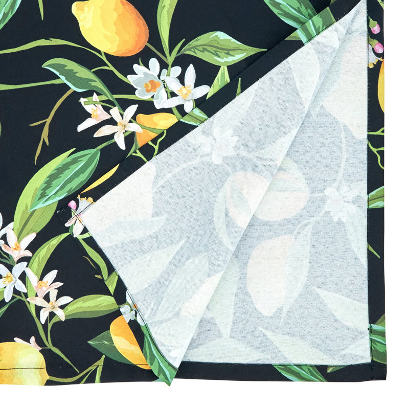Lemon Design Black Polyester Outdoor Table Runner