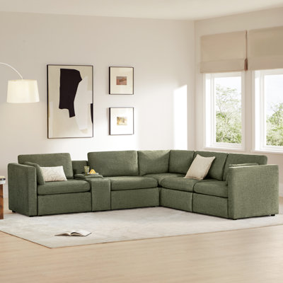 Canapé modulaire rembourré 5 pièces avec console Winfree